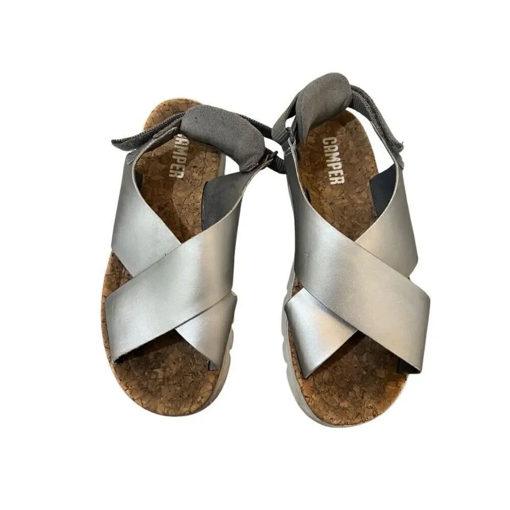 Camper Oruga Silver sandals sz 37